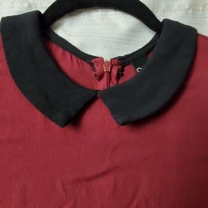 Windsor Burgundy Red Peter Pan Mod Style Dress S